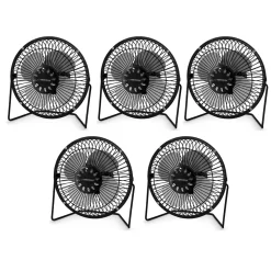 5 stk. USB Ventilator | Støjsvag | Sort | Ø18cm | Bord Ventilator