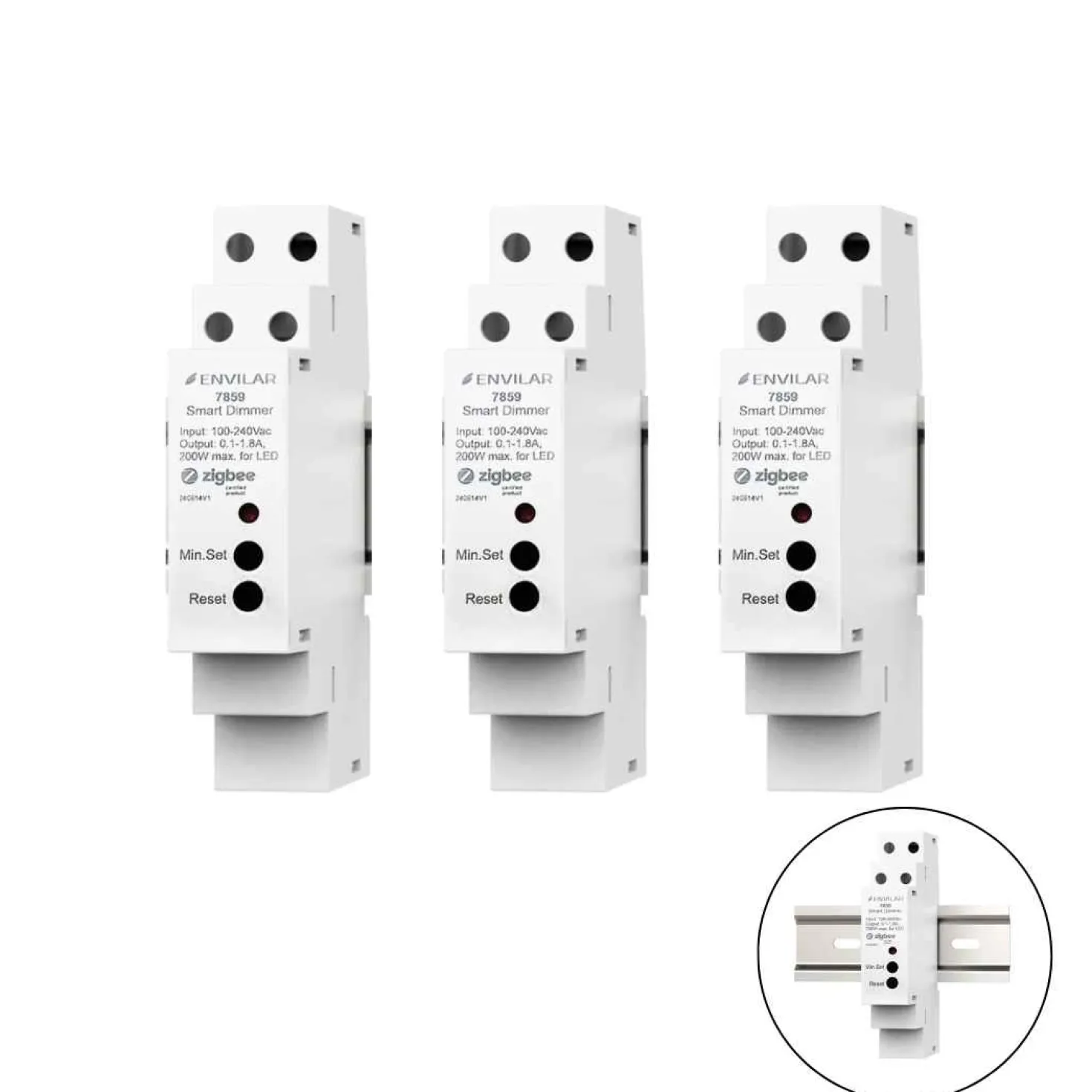 3 stk. Zigbee Lysdæmper DIN Skinne | 200W