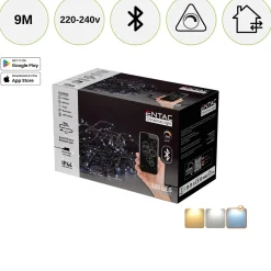App styret LED julebelysning udendørs | 9 m lyskæde | 6400K | 8 lysmønstre | IP44 |