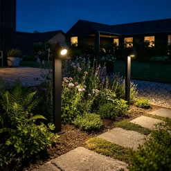 Bedlampe Inkl. Philips Hue1xGu10 | Sort Firkant Spot | Smart Udendørs Havelampe