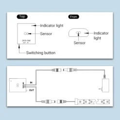 Berøringsfri Sensor | 5-24V | Tænd/sluk & dæmp | Max 5A | Hvid