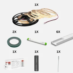 COB LED Strip Sæt | 5m | CCT | Zigbee | 20W/m | 10mm | Inkl. Controller, Fjernbetjening og Profil