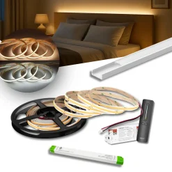 COB LED Strip Sæt | 5m | CCT | Zigbee | 20W/m | 10mm | Inkl. Controller, Fjernbetjening og Profil