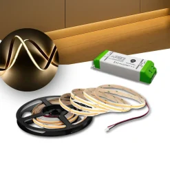 COB LED Strip Sæt | 6m | 3000K | Dæmpbar | 9W/m | 8mm | Inkl. Driver
