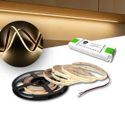 COB LED Strip Sæt | 6m | 3000K | 9W/m | 8mm | Inkl. Driver