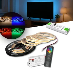 COB LED Strip Sæt | 5m | RGBW | Zigbee | 12W/m | 12mm | Inkl. Controller og Fjernbetjening