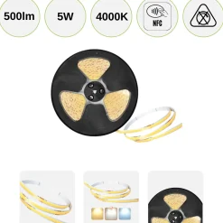 COB LED Strip 24V | 50m | 8mm | 4000K | 500lm/m | 5W/m | IP20