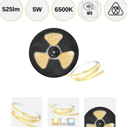 COB LED Strip 24V | 50m | 8mm | 6500K | 525lm/m | 5W/m | IP20