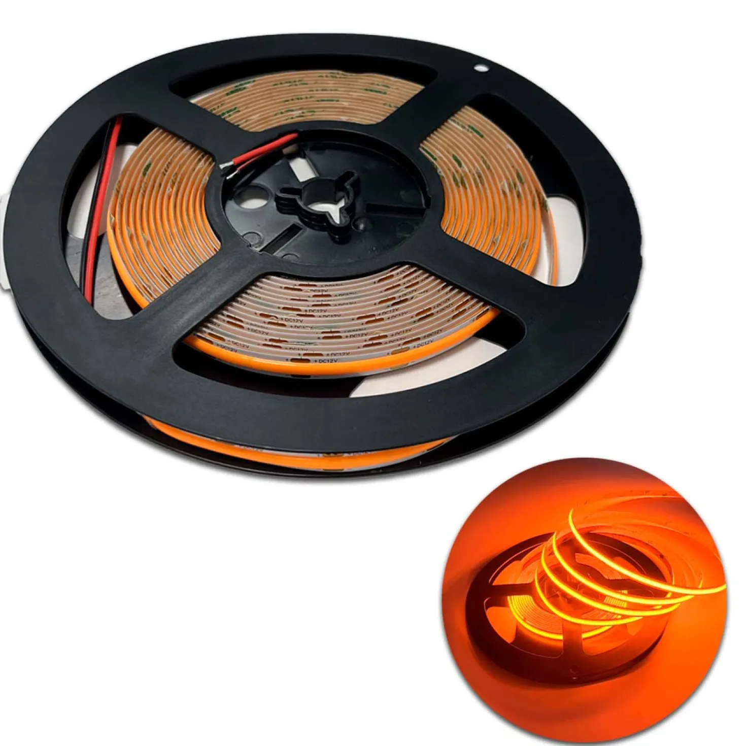 COB LED Strip 12V | 5m | 8mm | Orange | 9W/m | IP20