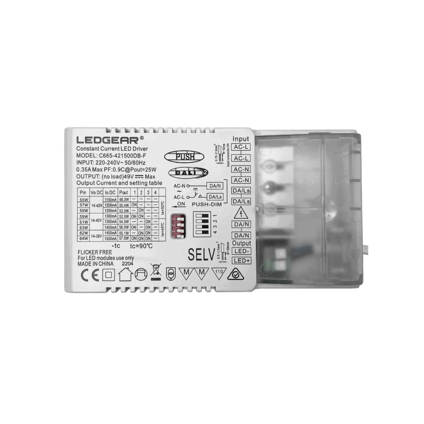 Dæmpbar LED Panel Driver | DALI | PUSH | MAX. 64W