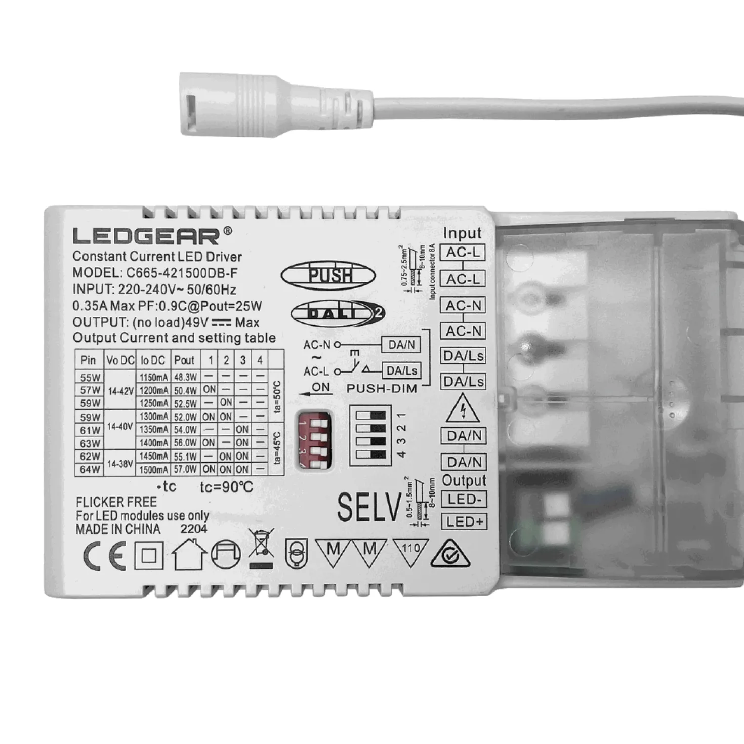 Dæmpbar LED Panel Driver | DALI | PUSH | MAX. 64W