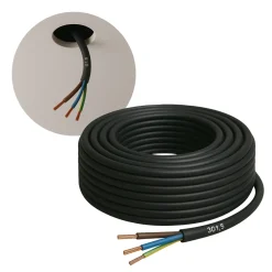 Downlight kabel 3g1,5 mm² | 25 meter | 90°C | Sort