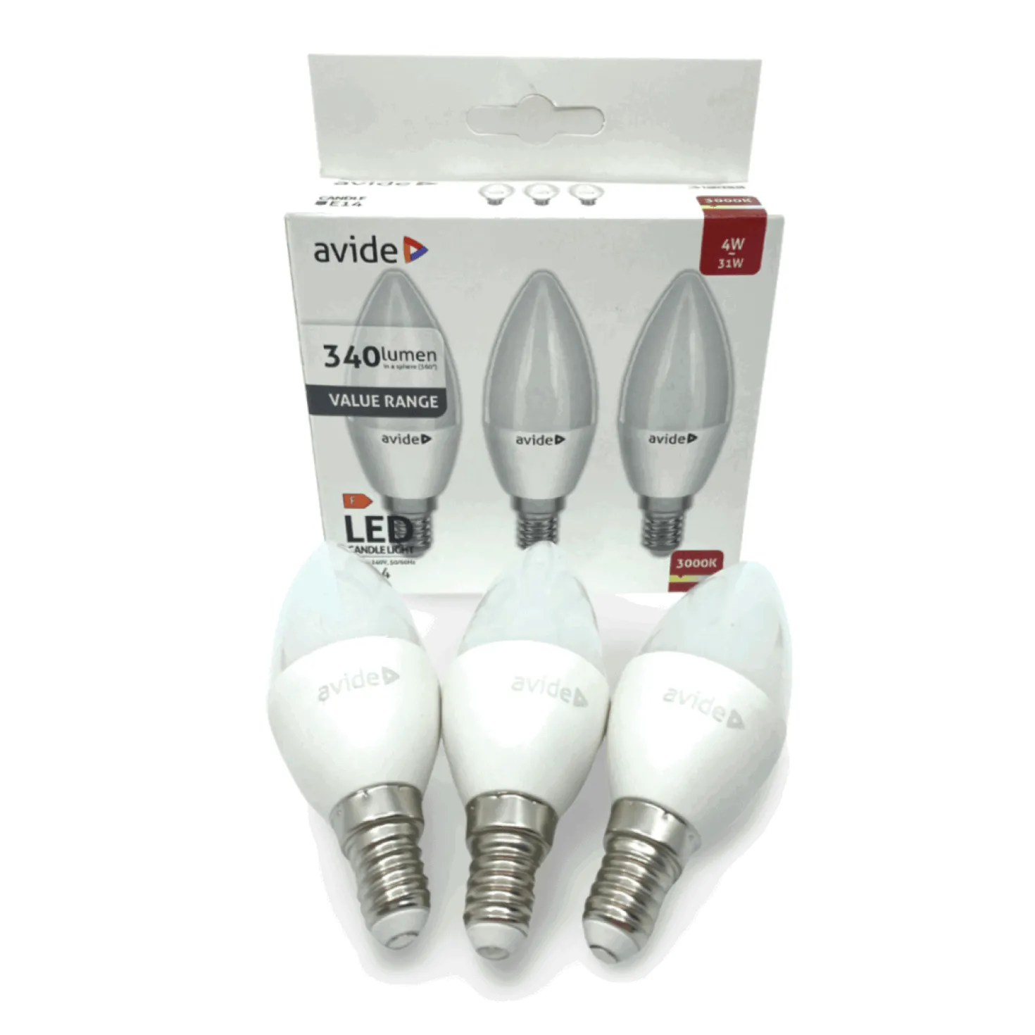 E14 LED pærer | 340lm | 3000K | 4W | Value Pack med 3 stk.