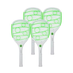 Elektrisk Fluesmækker | 4 stk. | Genopladelig | LED Lygte | 3500V