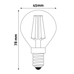 E14 Pære | Mini Globe | Filament | LED | 2W | 2700K | 250lm