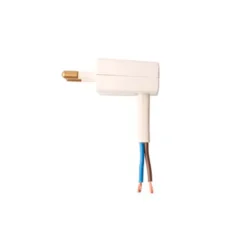 Flad stikprop | Hanstik | Vinkel flad u/jord hvid | 220-250V