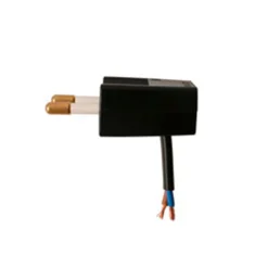 Flad stikprop | Hanstik | Vinkel flad u/jord sort | 220-250V