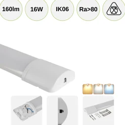 Fladt LED Armatur | 60cm | 3CCT | 1600lm | 16W | Hvid