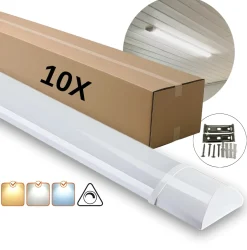 Fladt LED armatur | 120cm | 10-Pak | CCT | 25/30/40W | LOTOS | Hvid