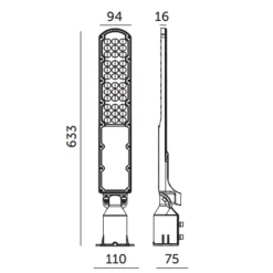 Gadelampe | 4000K | 10000lm | 100W | IP65 | Skumringssensor | CYOTO | Sort