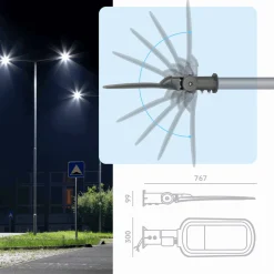 Gadelampe | 4000K | 27000lm | 200W | IP66 | VESPA PRO | Sort