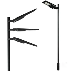 Gadelampe Solcelle | 3CCT | 3000lm | 20W | IP65 | Skumrings-og bevægelsessensor | STREET | Sort