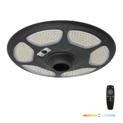 Gadelampe Solcelle | 4000K | 3200lm | IP54 | Skumrings-og bevægelsesensor | SOLSUMI | Sort