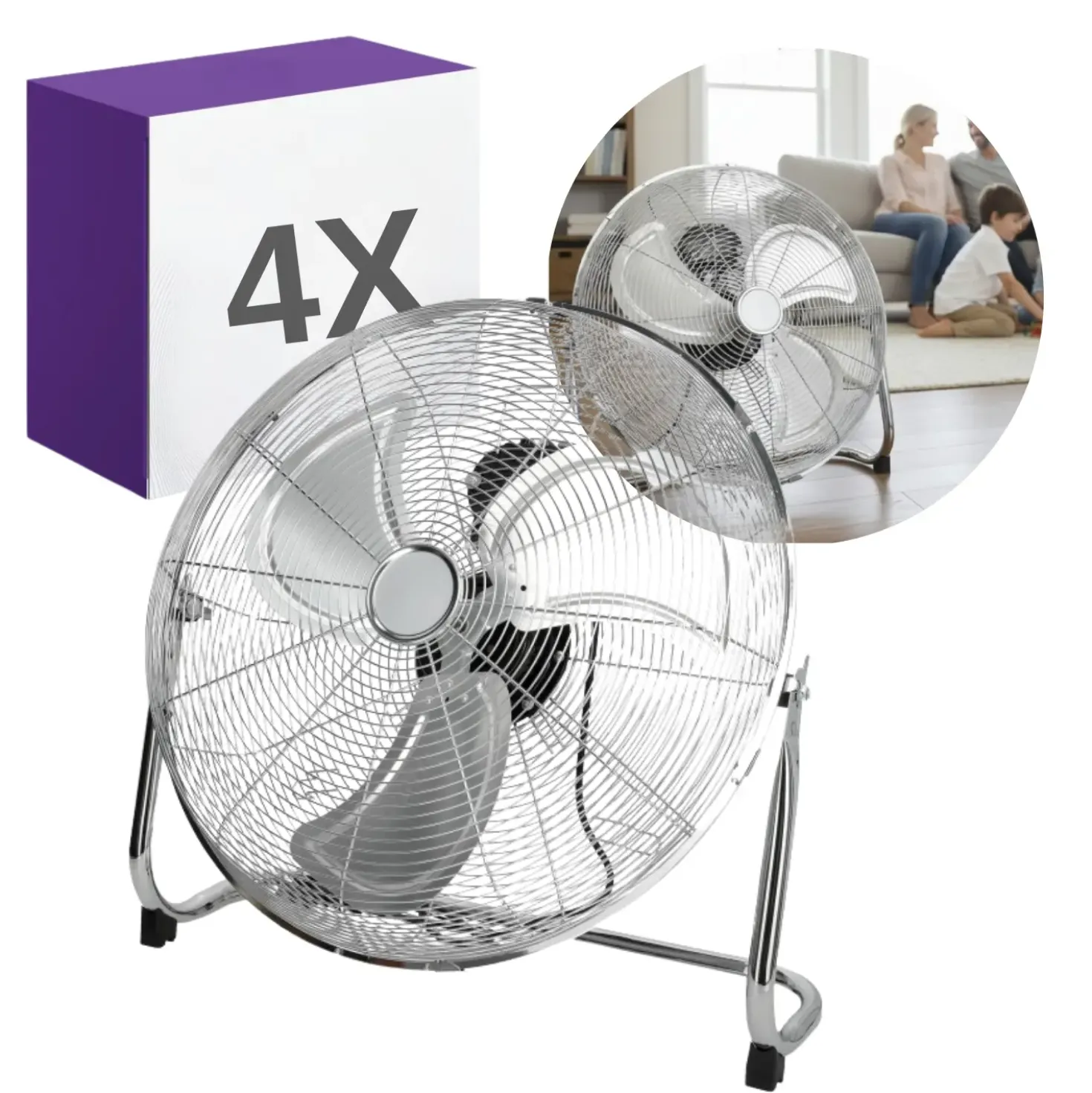 Gulvventilator | 4-Pak | 100W | Ø50cm | 3 hastigheder | VIENTO