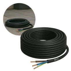Gummikabel 3g1,5 mm² | 20 meter | 70°C | Sort