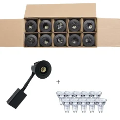 Gu10 Spot PRIMA | Sort | Inkl. Philips Master Gu10 Pære | 3000K | 10 stk. pakke (Sætpris)
