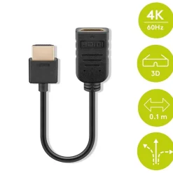 HDMI Forlænger adapter | Flex kabel | 10cm | 4K 60 Hz | 3D | HDR (49979)