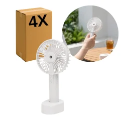 Håndholdt Ventilator | 4-Pak | Genopladelige via USB-C | Støjsvag | Hvid