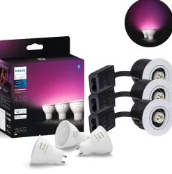 Indbygningsspot | 3-Pak | Inkl. Philips Hue GU10 | White & Color Ambiance | 400lm | 4,2W | Hvid