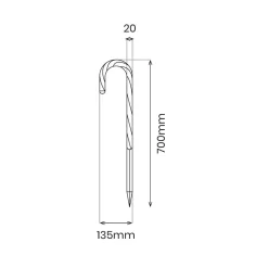 Julestokke med Lys | 5 stk. | 230V | 16lm | 10W | IP44 | Rød/Hvid