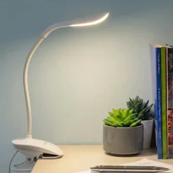 Klemmelampe | USB Lampe | Skrivebordslampe | Dæmpbar | Hvid
