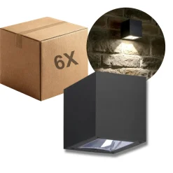 Kube Solcelle Væglampe | 6-Pak | 2CCT | 28lm | 800mAh Batteri | QUERK | Sort