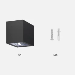 Kube Solcelle Væglampe | 6-Pak | 2CCT | 28lm | 800mAh Batteri | QUERK | Sort