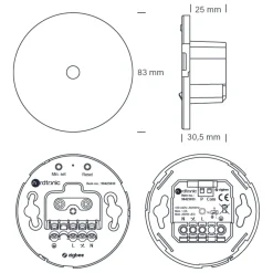 Lampeudtag m. Zigbee Dimmer | 5-200W | Push | Memoryfunktion | Hue Kompatibel