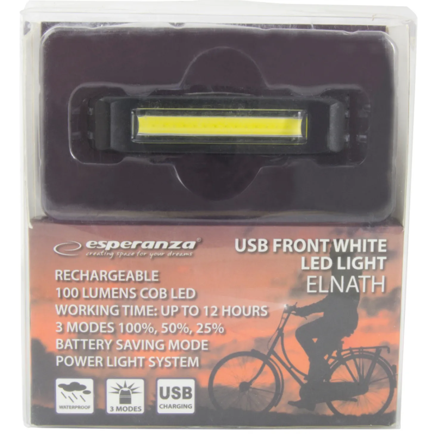 LED cykel forlygte, genopladelig | 100lm