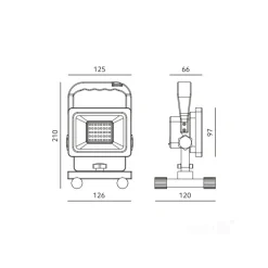 LED Arbejdslampe | Batteri | 4000K | 1600lm | 20W | TIGRA | Sort