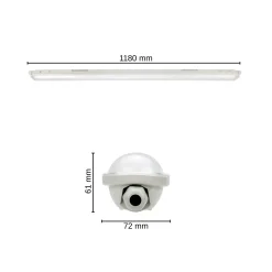LED Armatur 120cm | 4000K | 6000lm | 40W | IP65 | LINKER | Gennemfortrådet
