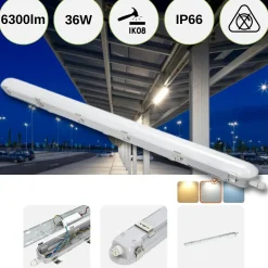 LED Armatur 120cm | 4000K | 6300lm | 36W | IP66 | 175 lm/W | Gennemfortrådet | NEXFORCE N2