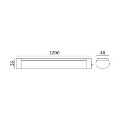 LED Armatur | 120cm | 4000K | 3600W | 36W | IP65 | Sort
