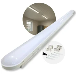 LED Armatur 120cm | 6-Pak | 4000K | 156lm/W | 36W | IP65 | SolidLine | Gennemfortrådet