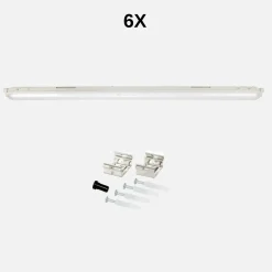 LED Armatur 120cm | 6-Pak | 4000K | 156lm/W | 36W | IP65 | SolidLine | Gennemfortrådet