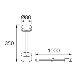 LED Bordlampe | Genopladelig Lampe | Touch | 3CCT | 60lm | TALIA | Sort