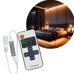 LED Controller | Med fjernbetjening | Enkelt farve | 12-24V | 5A | Mange funktioner