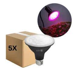 LED Grolys Pære E27 | 5-Pak | 10,5 PPF | 9W | PLANTY | Sort