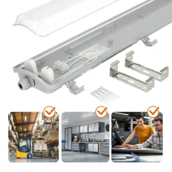 LED Industriarmatur 150cm Dobbelt Lysstofrørs armatur IP65 (uden rør)