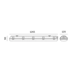 LED Industriarmatur | 120cm | IP65 | 4000K | 5760lm | 2x18W | Dobbelt Lysstofrørs armatur